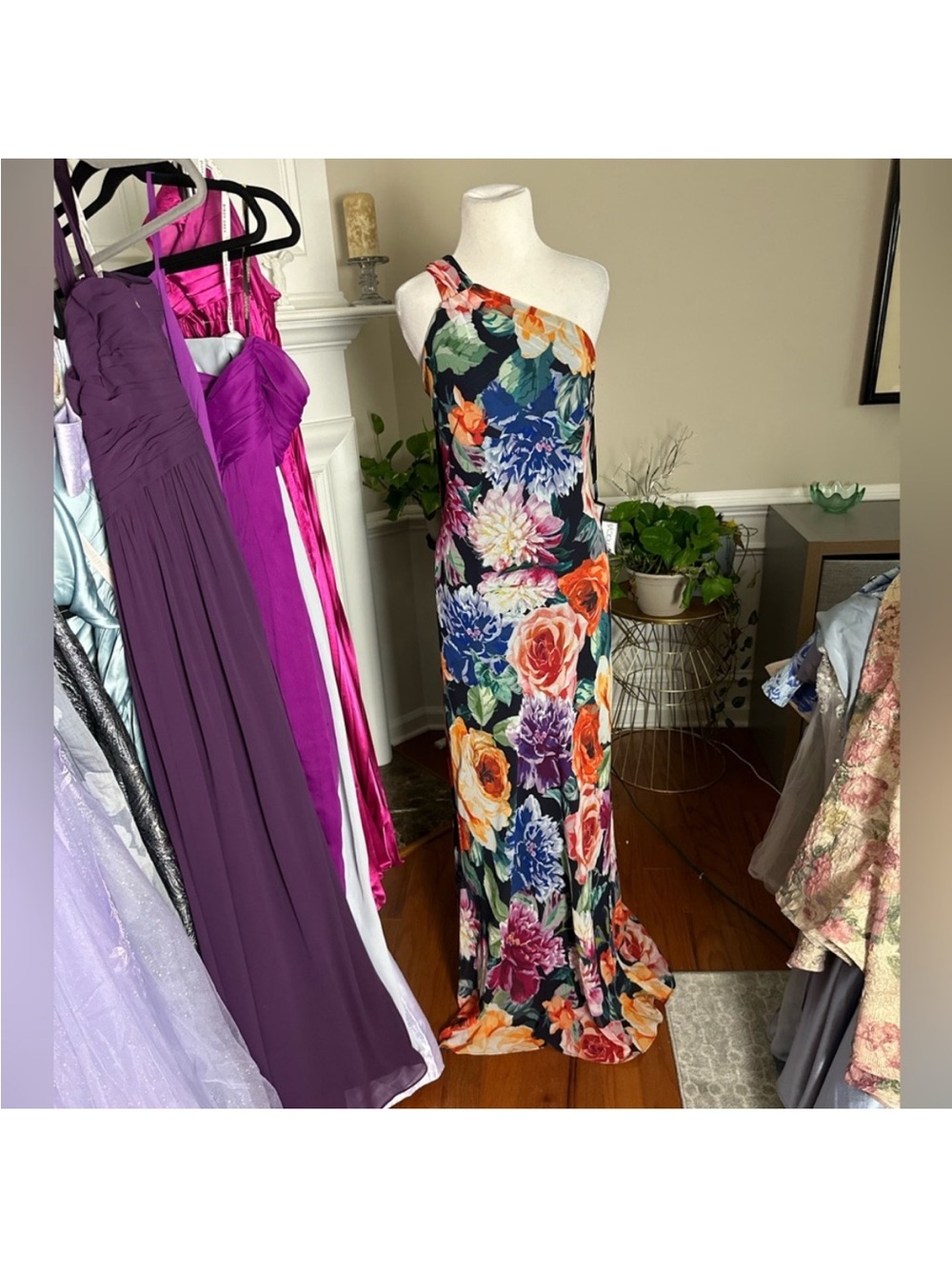 Floral One-Shoulder Maxi Dress - Multicolor